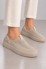 ECCO Street Tray W Damen Slip-On Sneaker Beige Leder Gr. 41 Neu