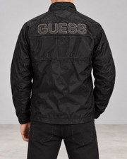 GUESS Herren Übergangsjacke Schwarz Gr. L mit Stickerei 100% Polyamid