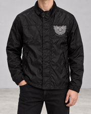 GUESS Herren Übergangsjacke Schwarz Gr. L mit Stickerei 100% Polyamid