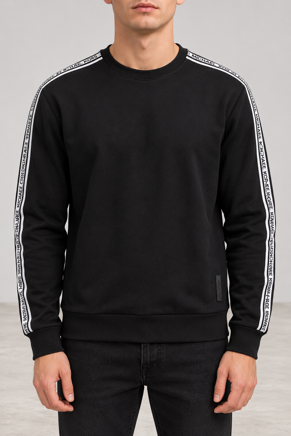 Michael Kors Herren Sweatshirt Schwarz Gr. M Logo Tape Baumwollmix