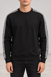 Michael Kors Herren Sweatshirt Schwarz Gr. M Logo Tape Baumwollmix