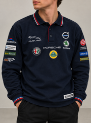 AvD Oldtimer Grand Prix 2018 Langarm Poloshirt Dunkelblau Gr. XS 100% Baumwolle