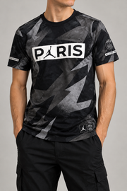 Nike Jordan x Paris Saint-Germain Herren T-Shirt Schwarz Grau Gr. M 100% Baumwolle