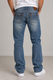 LBJC Laguna Beach Jeans Co. Herren Jeans Blau W30 Bootcut Skull Destroyed