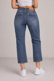 Blue Monkey Damen Jeans Blau W26 L32 Straight Leg Stretch