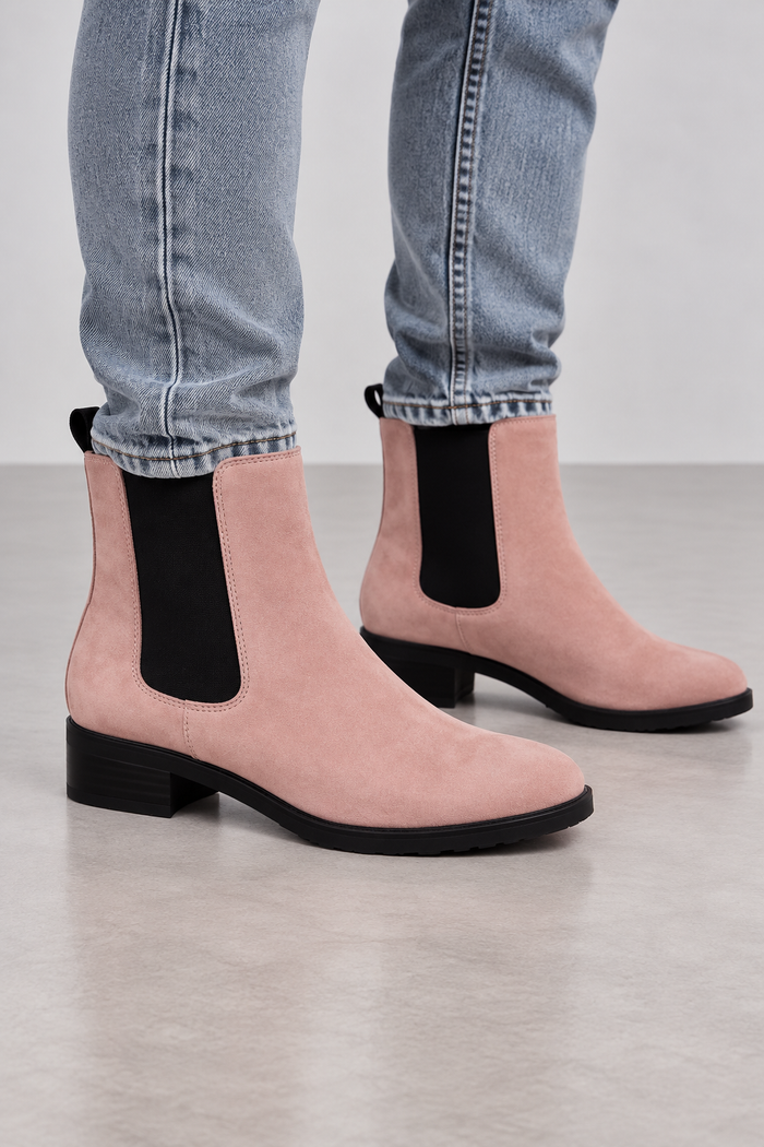 Högl Damen Chelsea Boots Veloursleder Rosa Gr. 37,5