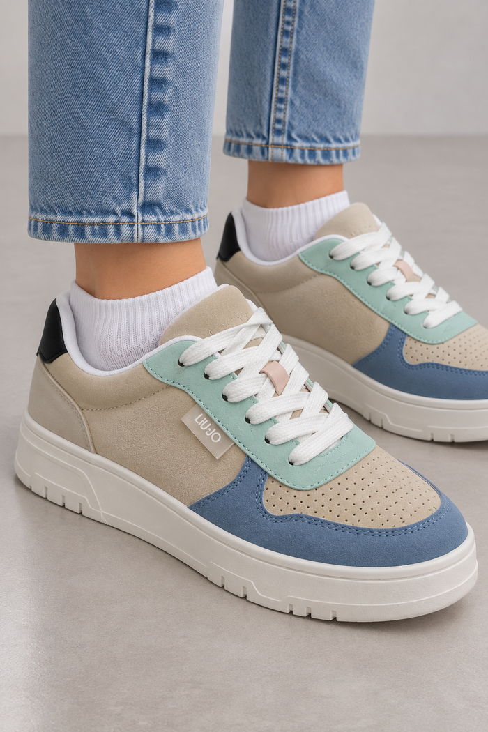Liu Jo Damen Sneaker Beige Blau Mint Gr. 35