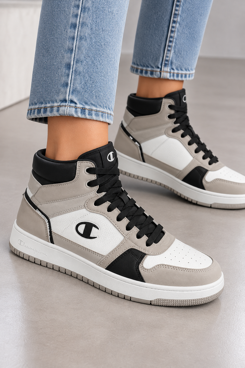 Champion RD18 2.0 Mid Damen High Top Sneaker Grau Weiß Schwarz Gr. 38