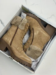 Geox D Damiana B Damen Wildleder Stiefeletten Braun mit Kunstfell Gr. 40