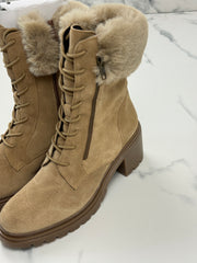 Geox D Damiana B Damen Wildleder Stiefeletten Braun mit Kunstfell Gr. 40