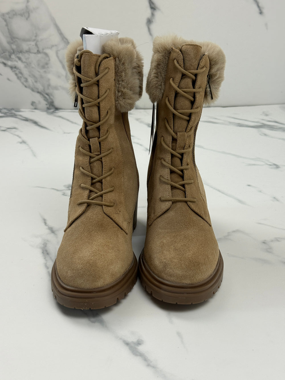 Geox D Damiana B Damen Wildleder Stiefeletten Braun mit Kunstfell Gr. 40