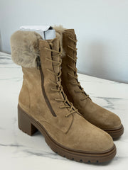 Geox D Damiana B Damen Wildleder Stiefeletten Braun mit Kunstfell Gr. 40