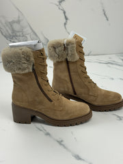 Geox D Damiana B Damen Wildleder Stiefeletten Braun mit Kunstfell Gr. 40