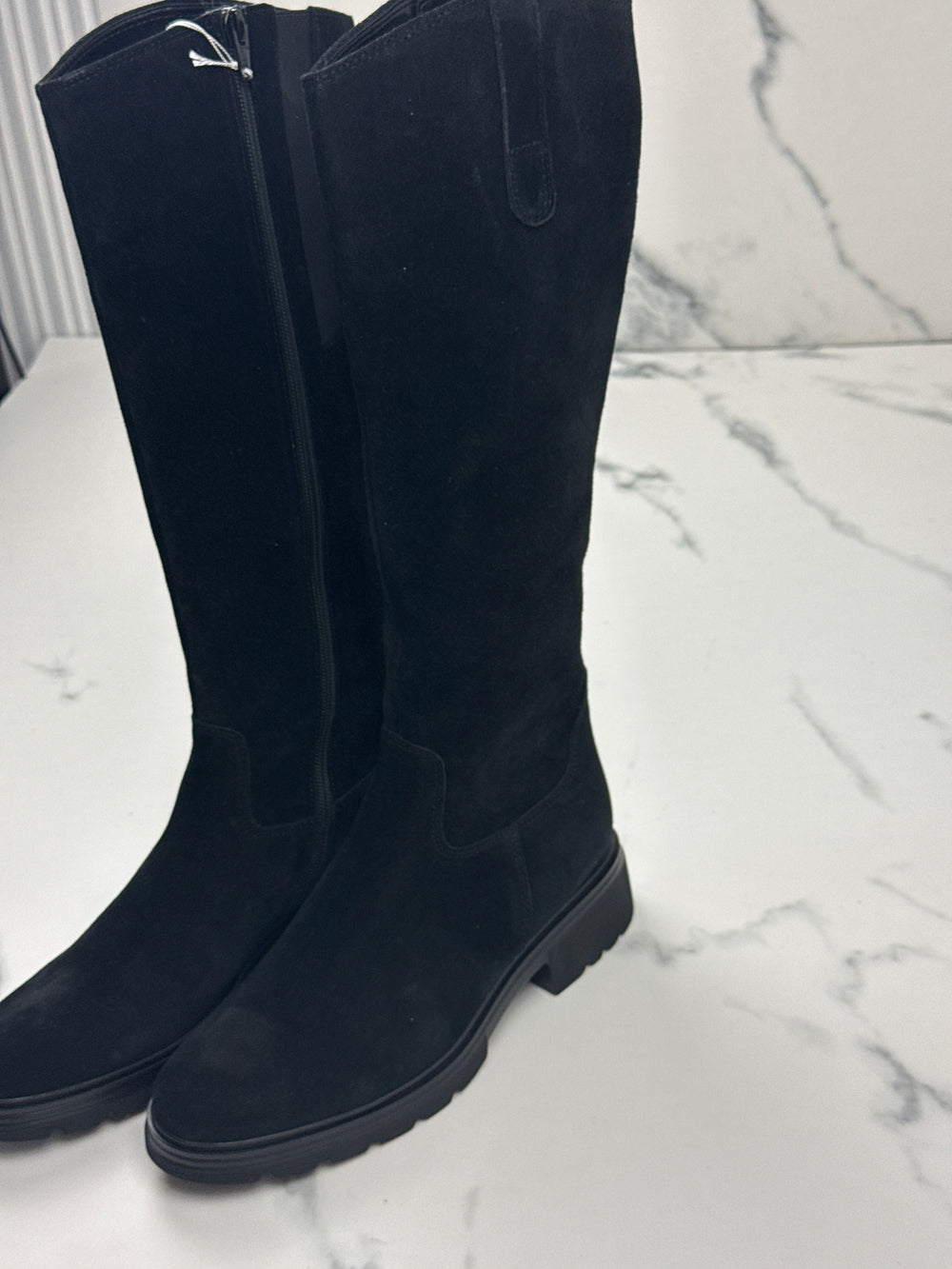 Gabor Damen Veloursleder Stiefel Schwarz Gr. 38,5 Schaftweite S