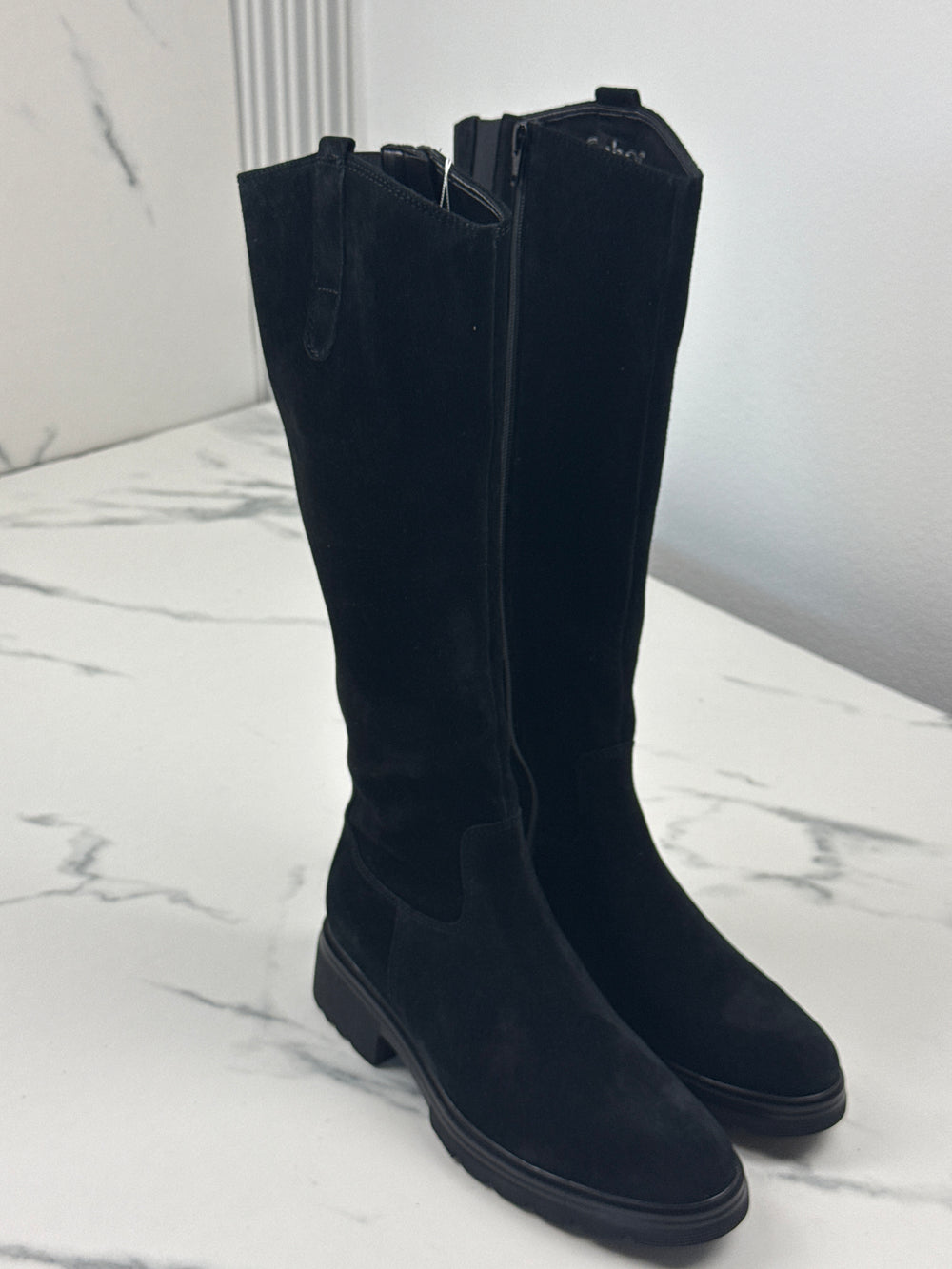 Gabor Damen Veloursleder Stiefel Schwarz Gr. 38,5 Schaftweite S