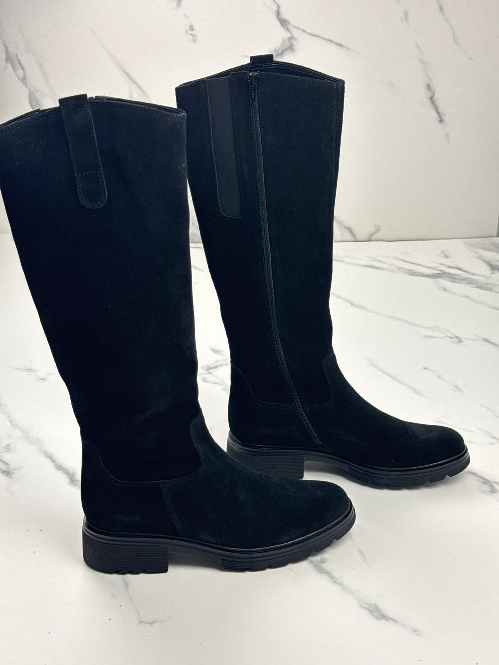 Gabor Damen Veloursleder Stiefel Schwarz Gr. 38,5 Schaftweite S