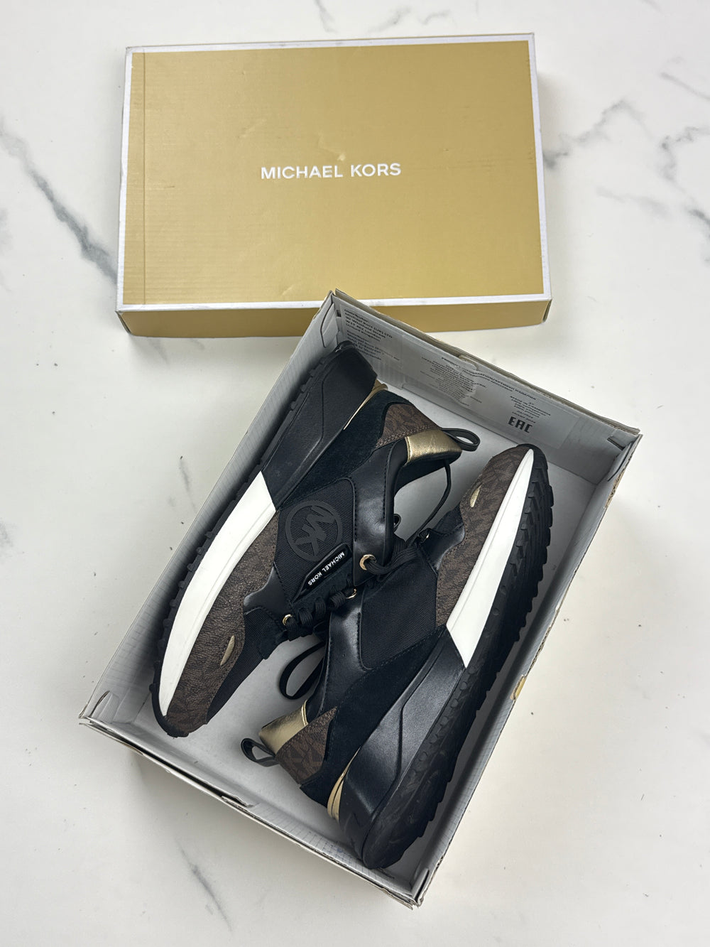 MICHAEL Michael Kors Theo Damen Sneaker Monogramm Schwarz Braun Gr. 37