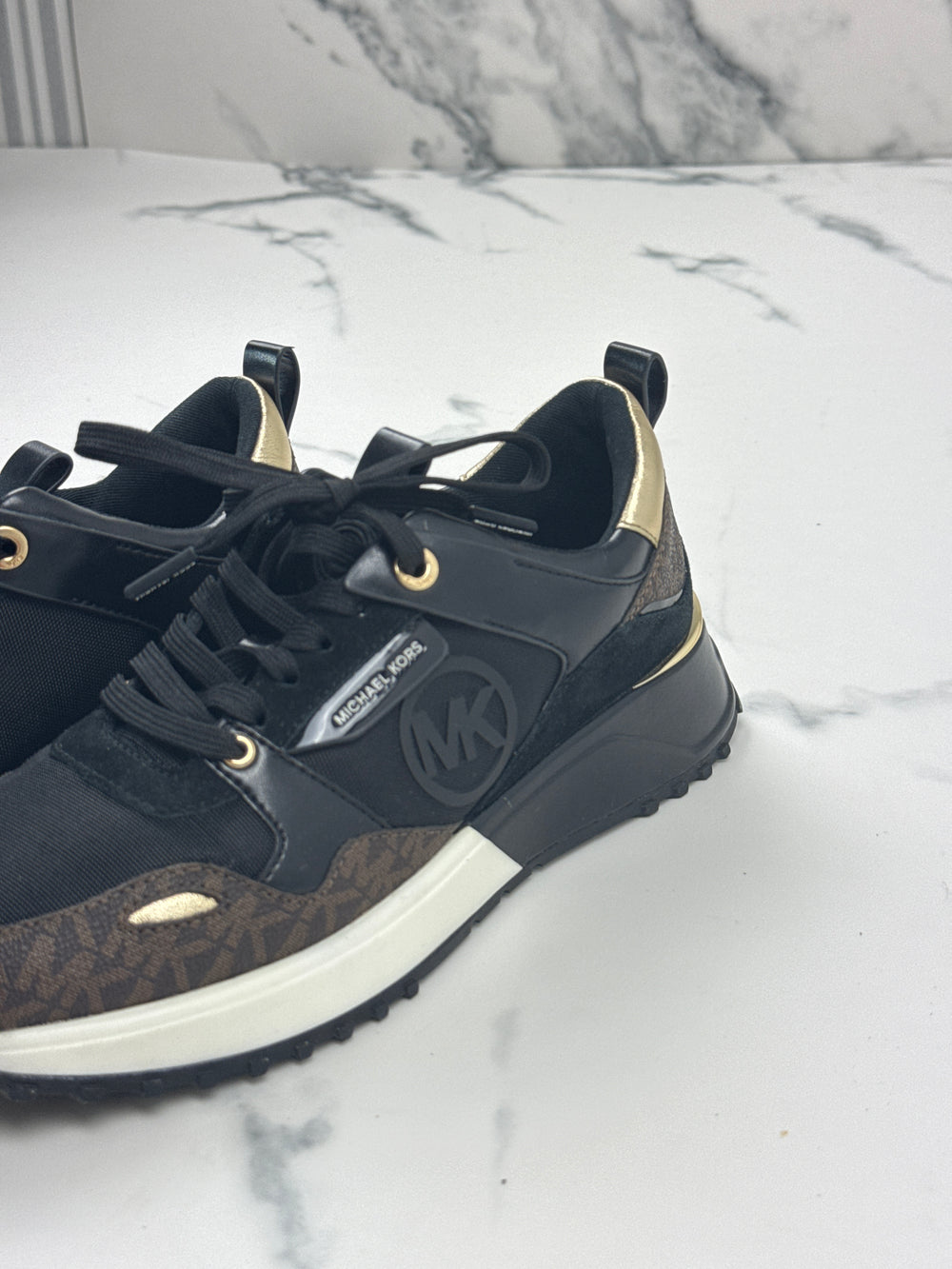 MICHAEL Michael Kors Theo Damen Sneaker Monogramm Schwarz Braun Gr. 37