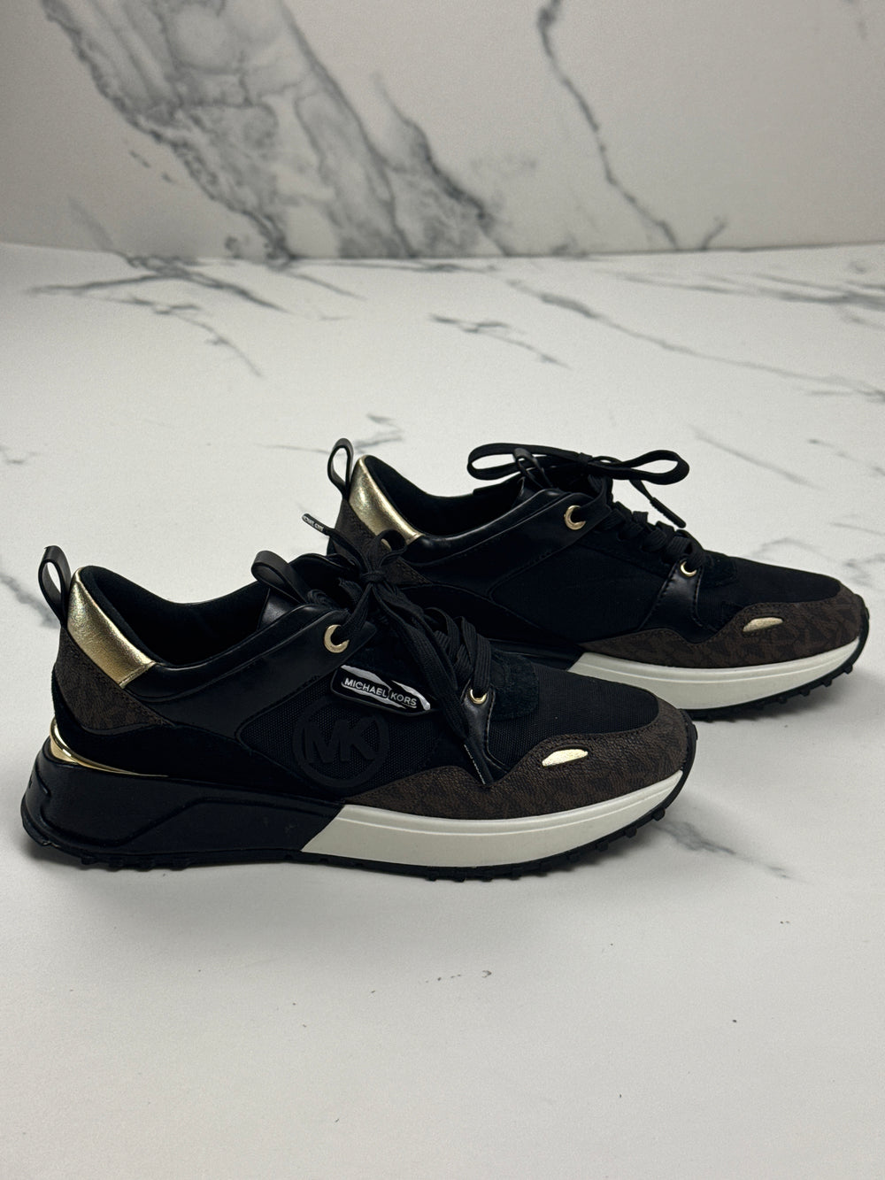 MICHAEL Michael Kors Theo Damen Sneaker Monogramm Schwarz Braun Gr. 37