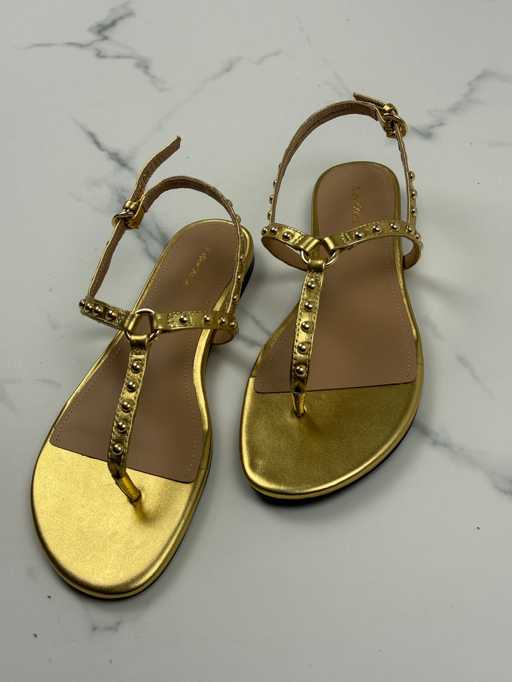 & Other Stories Damen Sandalen Gold Leder Nieten Gr. 38 Neu