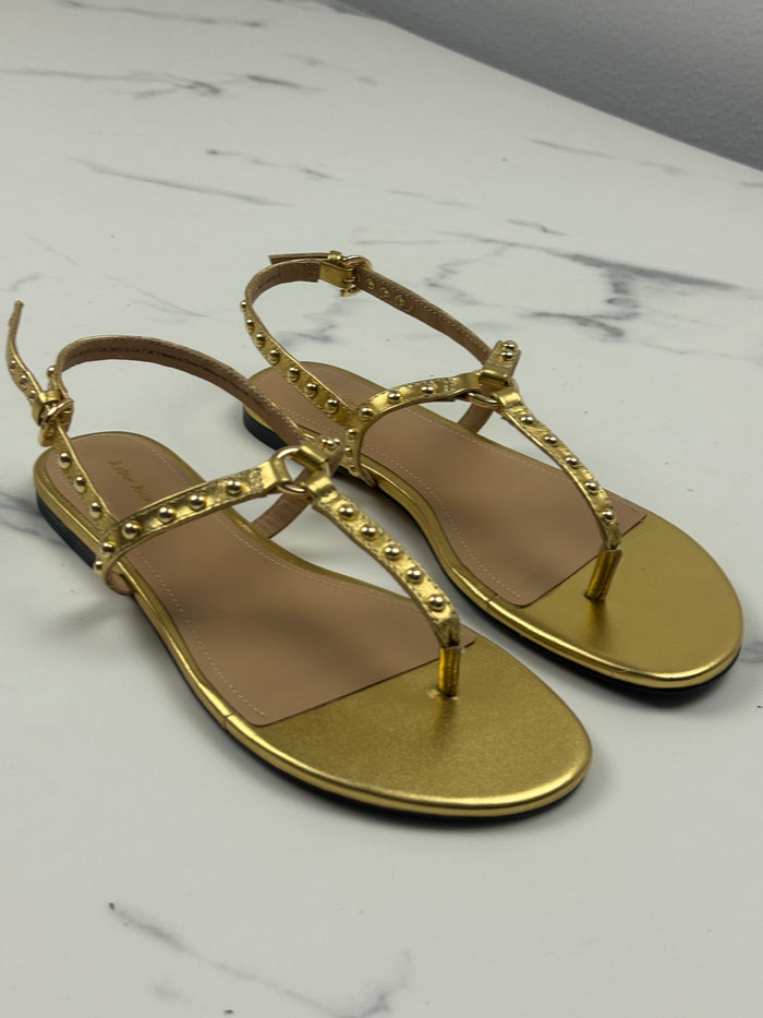 & Other Stories Damen Sandalen Gold Leder Nieten Gr. 38 Neu