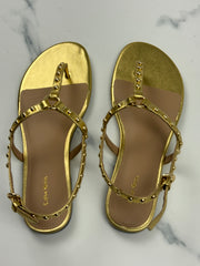 & Other Stories Damen Sandalen Gold Leder Nieten Gr. 38 Neu