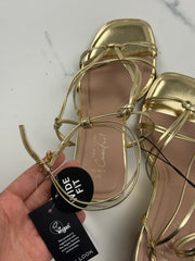 New Look Wide Fit Damen Sandalen Gold Blockabsatz Gr. 41 Neu mit Etikett