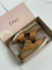 Lince Sindi Damen Sandalen Camel Leder Keilabsatz Gr. 37 Neu mit kleinem Mangel