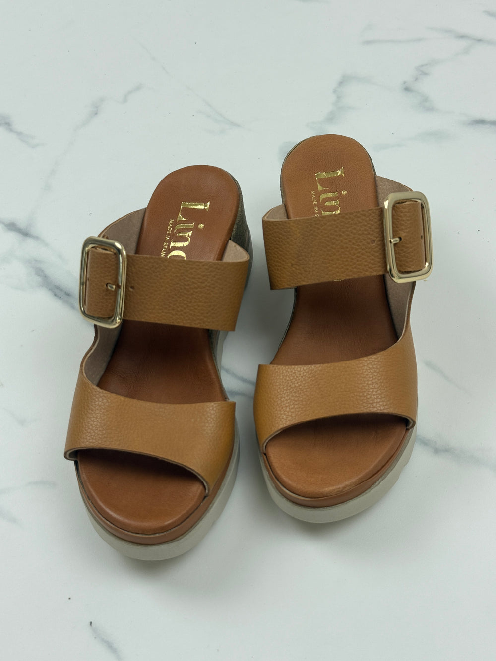 Lince Sindi Damen Sandalen Camel Leder Keilabsatz Gr. 37 Neu mit kleinem Mangel