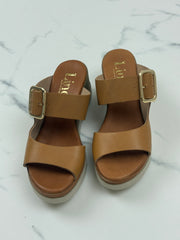 Lince Sindi Damen Sandalen Camel Leder Keilabsatz Gr. 37 Neu mit kleinem Mangel
