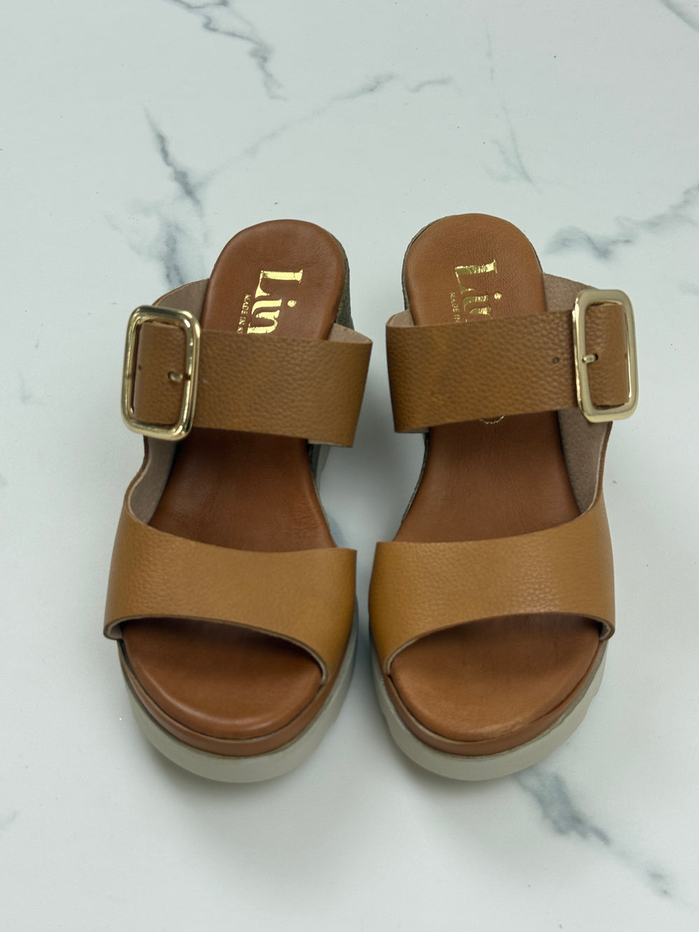Lince Sindi Damen Sandalen Camel Leder Keilabsatz Gr. 37 Neu mit kleinem Mangel