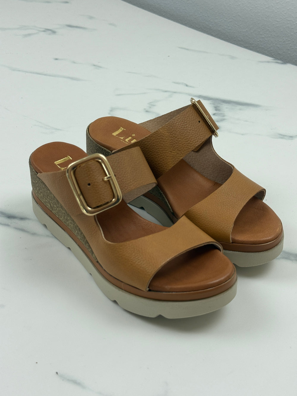 Lince Sindi Damen Sandalen Camel Leder Keilabsatz Gr. 37 Neu mit kleinem Mangel