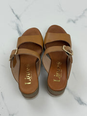 Lince Sindi Damen Sandalen Camel Leder Keilabsatz Gr. 37 Neu mit kleinem Mangel