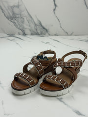 Marco Tozzi by Guido Maria Kretschmer Damen Keilsandalen Cognac Gr. 40 Neu mit Etikett