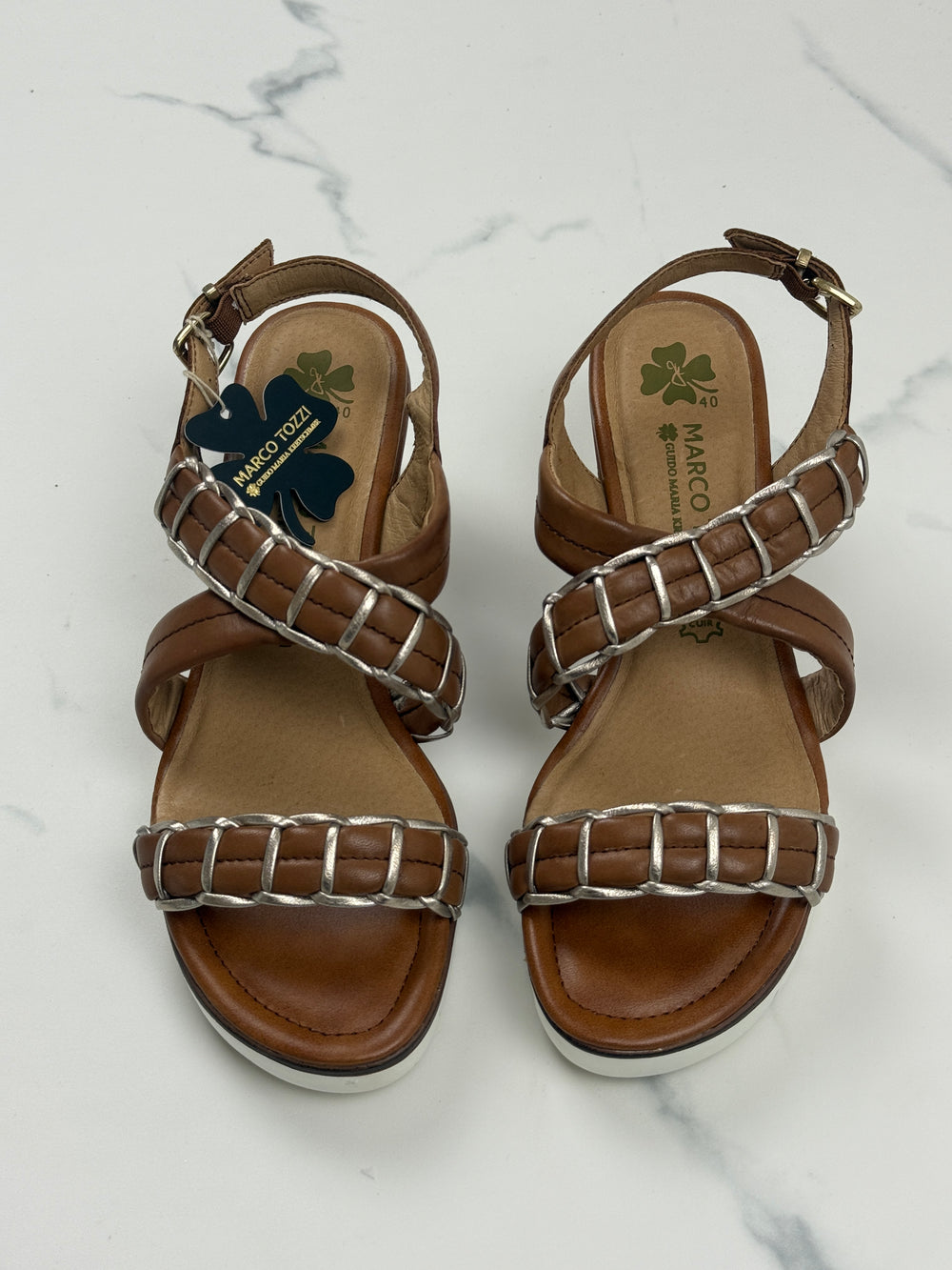 Marco Tozzi by Guido Maria Kretschmer Damen Keilsandalen Cognac Gr. 40 Neu mit Etikett