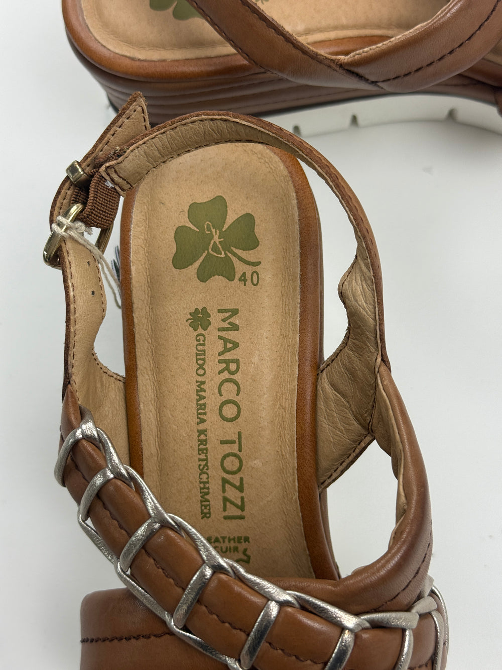 Marco Tozzi by Guido Maria Kretschmer Damen Keilsandalen Cognac Gr. 40 Neu mit Etikett