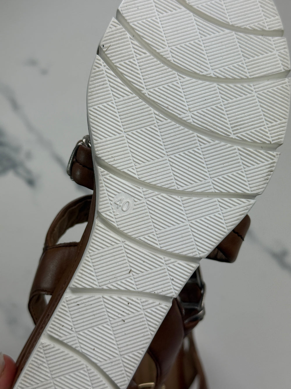 Marco Tozzi by Guido Maria Kretschmer Damen Keilsandalen Cognac Gr. 40 Neu mit Etikett