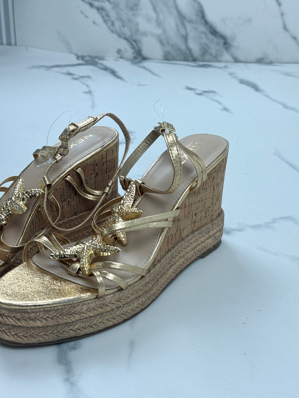 Next Regular Fit Damen Keilabsatz Sandalen Gold Gr. 40 Neu