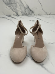 Tamaris Damen Pumps Beige Veloursoptik Riemchen Blockabsatz Gr. 41