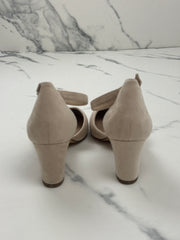 Tamaris Damen Pumps Beige Veloursoptik Riemchen Blockabsatz Gr. 41