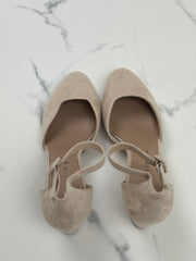 Tamaris Damen Pumps Beige Veloursoptik Riemchen Blockabsatz Gr. 41