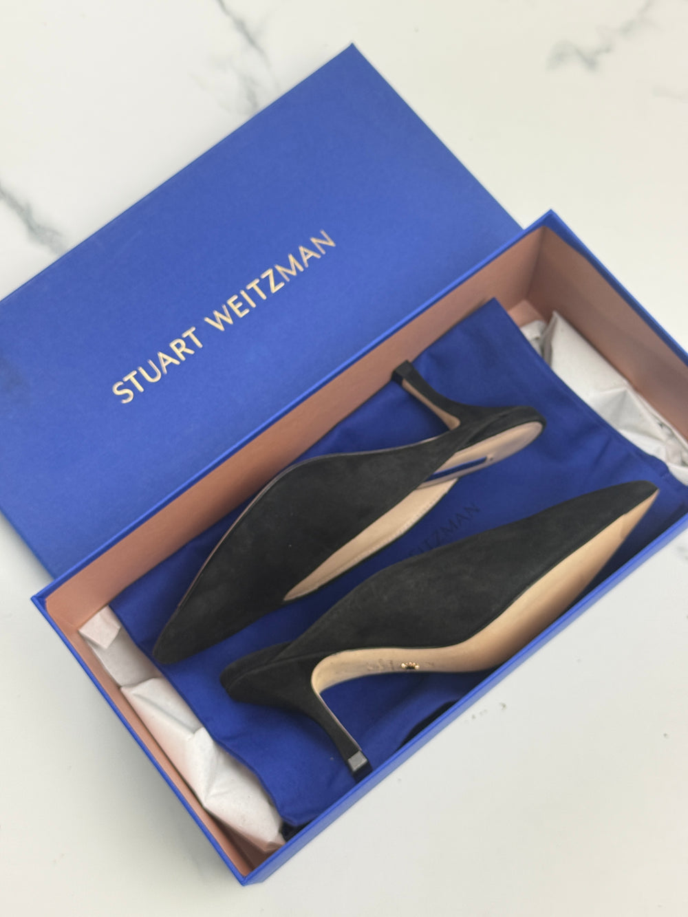 Stuart Weitzman Lulah Damen Mules Schwarz Wildleder Gr. 35