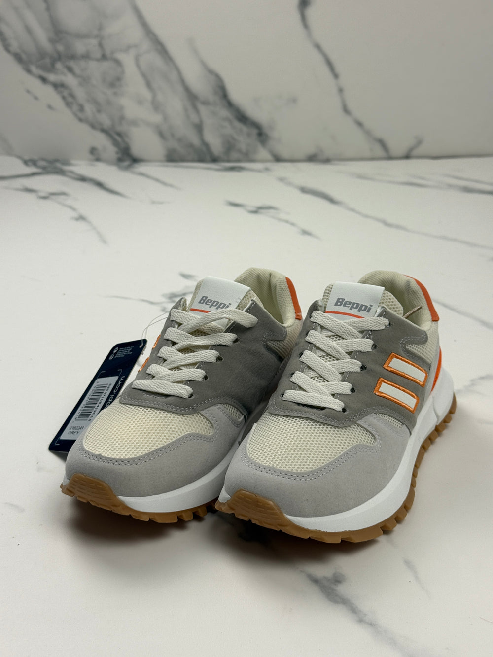 Beppi Damen Sneaker Grau Orange Gr. 37 Neu mit Etikett