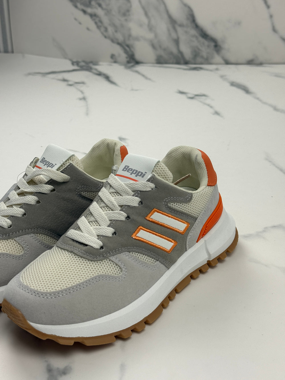 Beppi Damen Sneaker Grau Orange Gr. 37 Neu mit Etikett