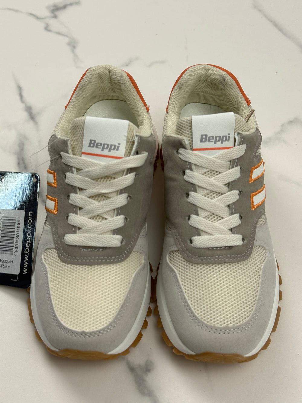 Beppi Damen Sneaker Grau Orange Gr. 37 Neu mit Etikett