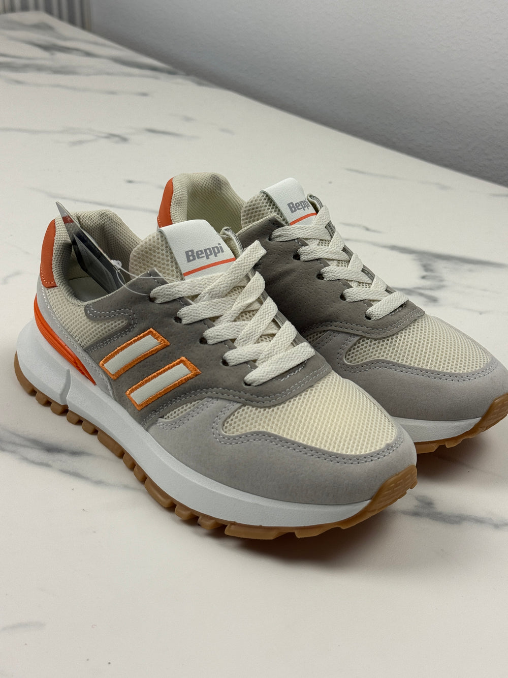 Beppi Damen Sneaker Grau Orange Gr. 37 Neu mit Etikett