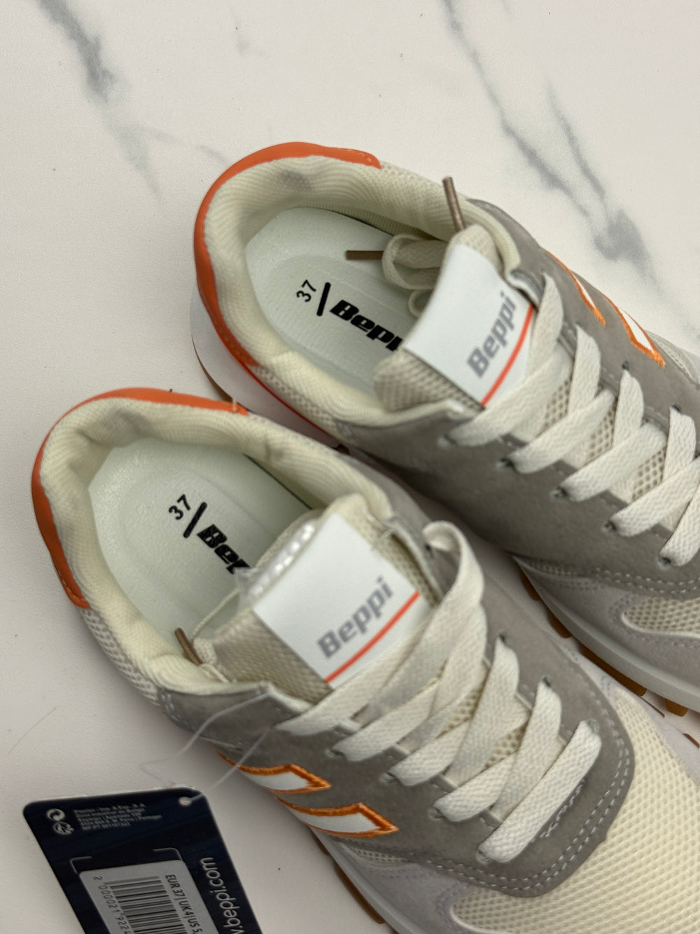 Beppi Damen Sneaker Grau Orange Gr. 37 Neu mit Etikett