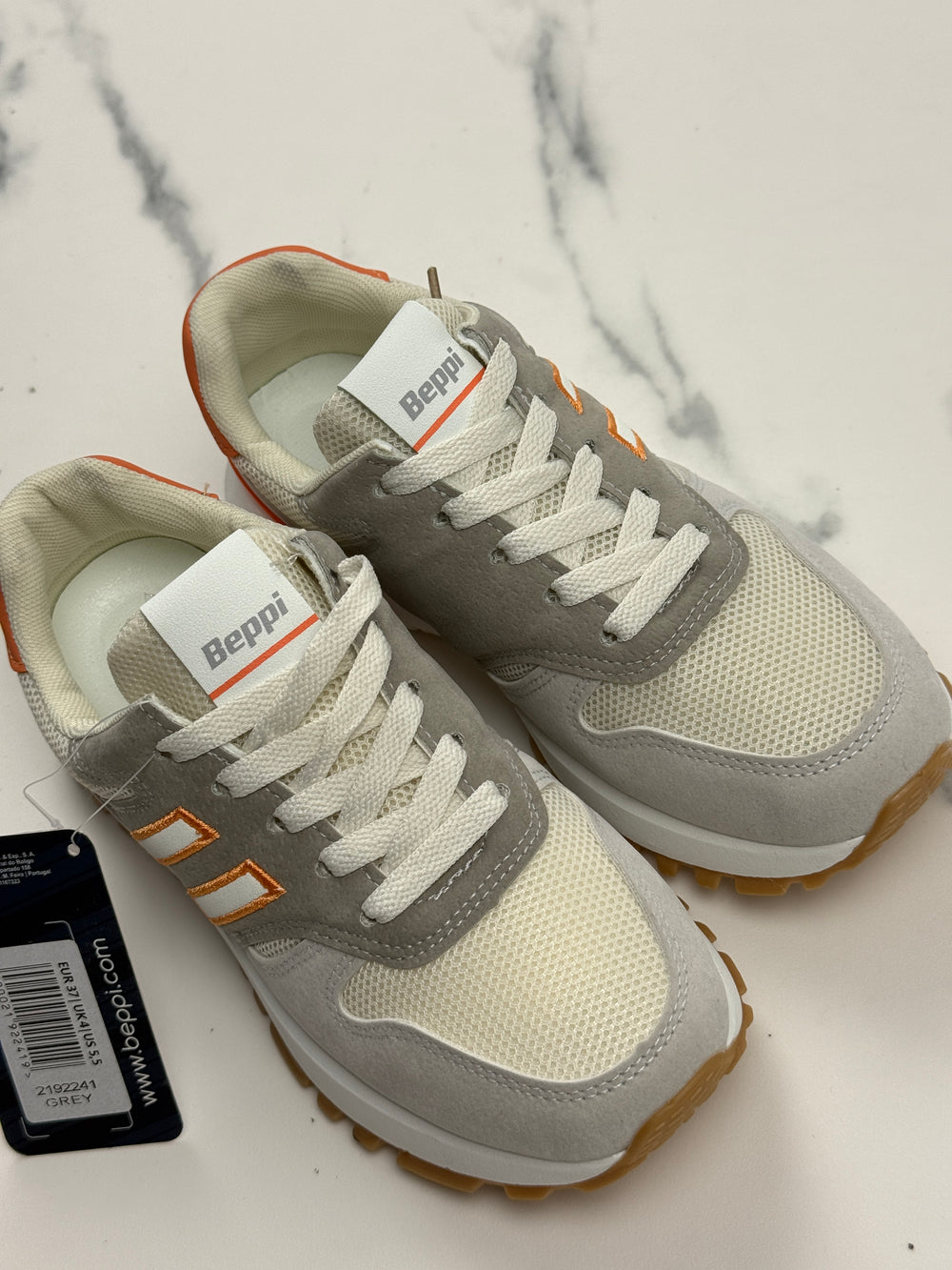 Beppi Damen Sneaker Grau Orange Gr. 37 Neu mit Etikett