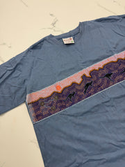 Bulurru Australia Herren T-Shirt Blau Gr. M Aboriginal Art Känguru 100% Baumwolle