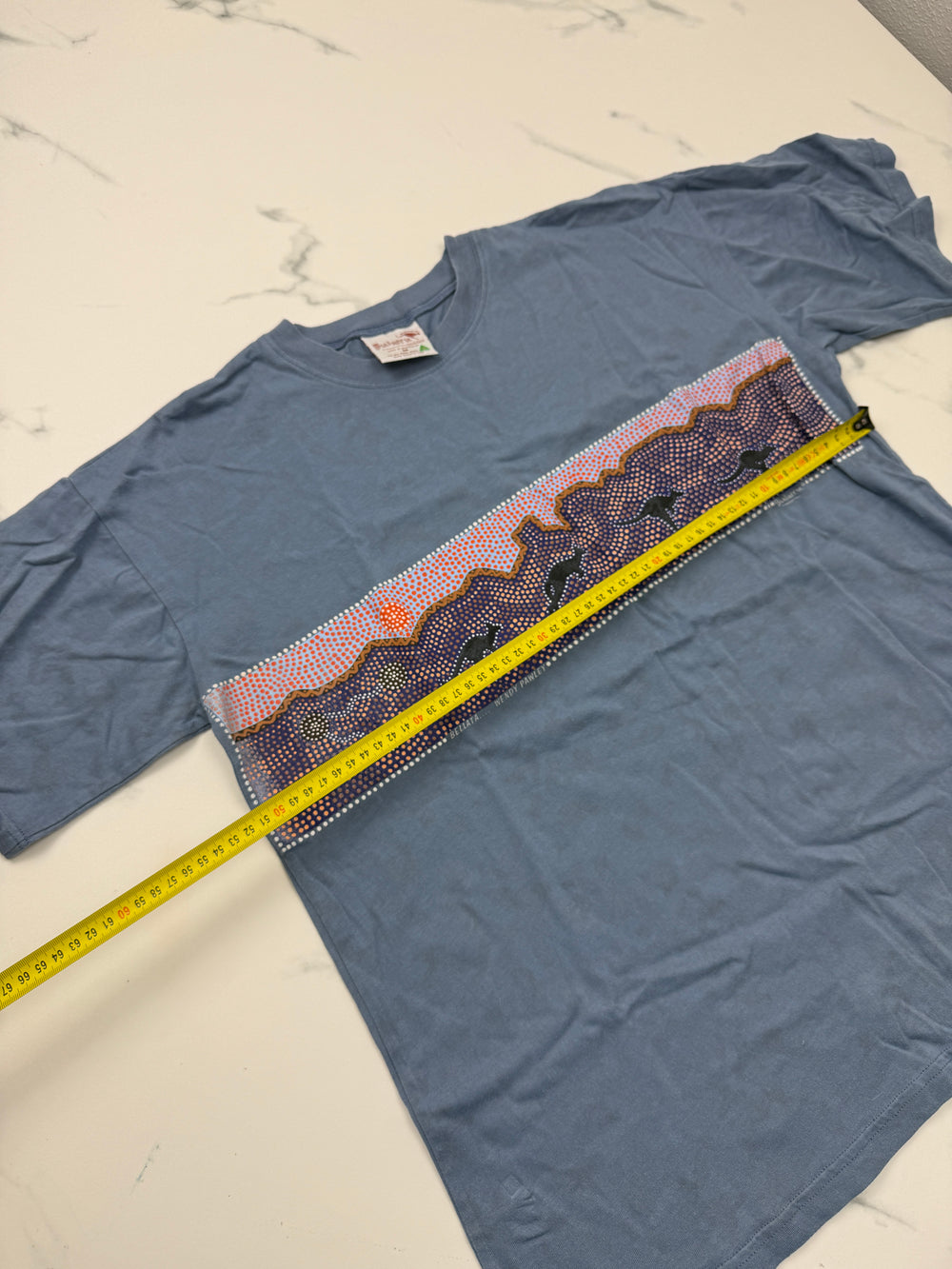 Bulurru Australia Herren T-Shirt Blau Gr. M Aboriginal Art Känguru 100% Baumwolle